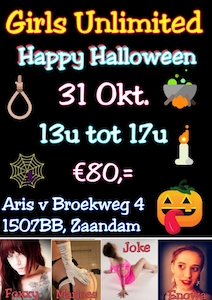 Gangbang Girls Unlimited Halloween edition op dinsdag 31 oktober 2017 in sexclub Baccara te Zaandam